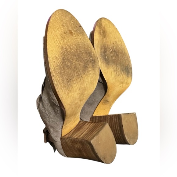 Crown Vintage Heidi Taupe Leather Block Heel Ankle Bootie Women’s Size 10 - Picture 5 of 7